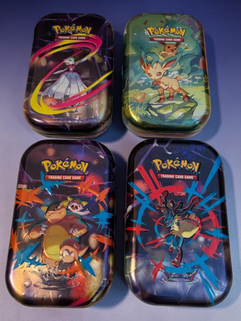 4 Pokémon Trading Card Game Collectible Empty Mini Tins Featuring Leafeon Gardev